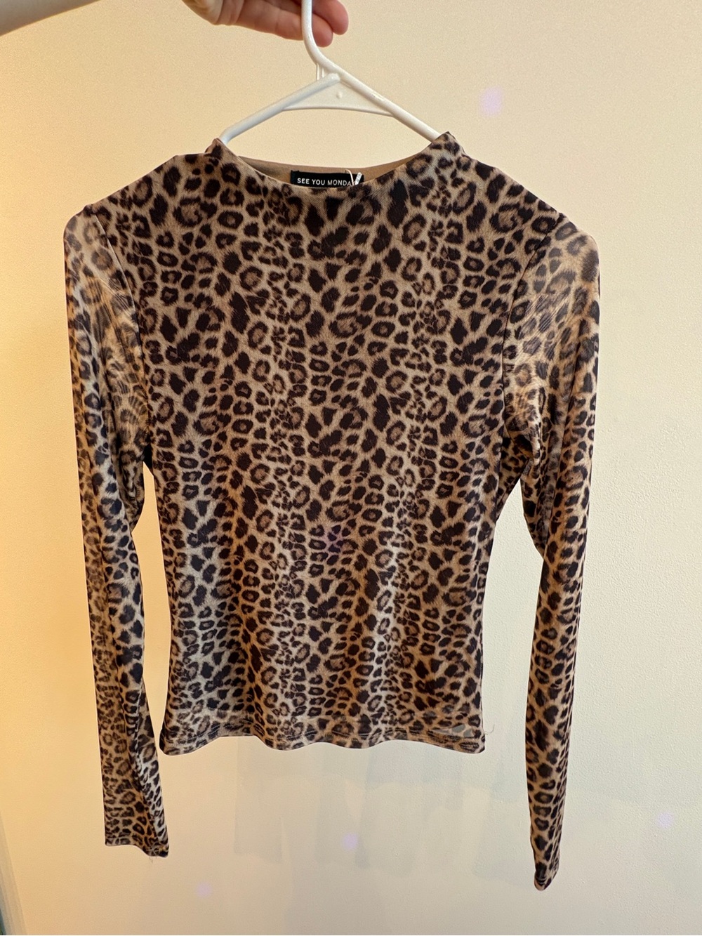 See You Monday Leopard-Print Long Sleeve Top